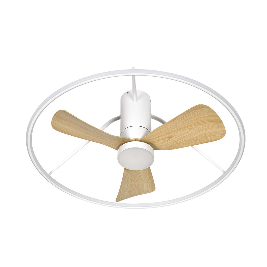 Ventilador de techo Fabrilamp Oporto LED blanco haya 3 palas motor DC 3000-6000K Ø84cm 56W — vista 3