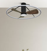 Ventilador de techo Fabrilamp Oporto LED negro marrón 3 palas motor DC 3000-6000K Ø84cm 56W — vista 4