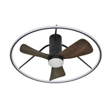 Ventilador de techo Fabrilamp Oporto LED negro marrón 3 palas motor DC 3000-6000K Ø84cm 56W — vista 3