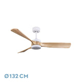 Ventilador de techo Fabrilamp Oriente LED blanco haya 3 palas motor DC 3000-6500K Ø132cm 26W — vista 1