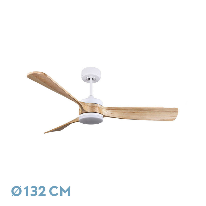 Ventilador de techo Fabrilamp Oriente LED blanco haya 3 palas motor DC 3000-6500K Ø132cm 26W — vista 1