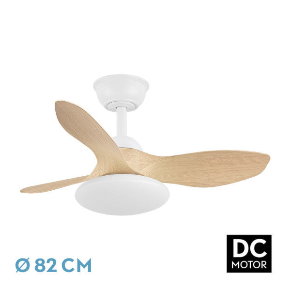 Ventilador de techo Fabrilamp Paramo LED blanco haya 3 palas motor DC Ø82cm 36W 207291368