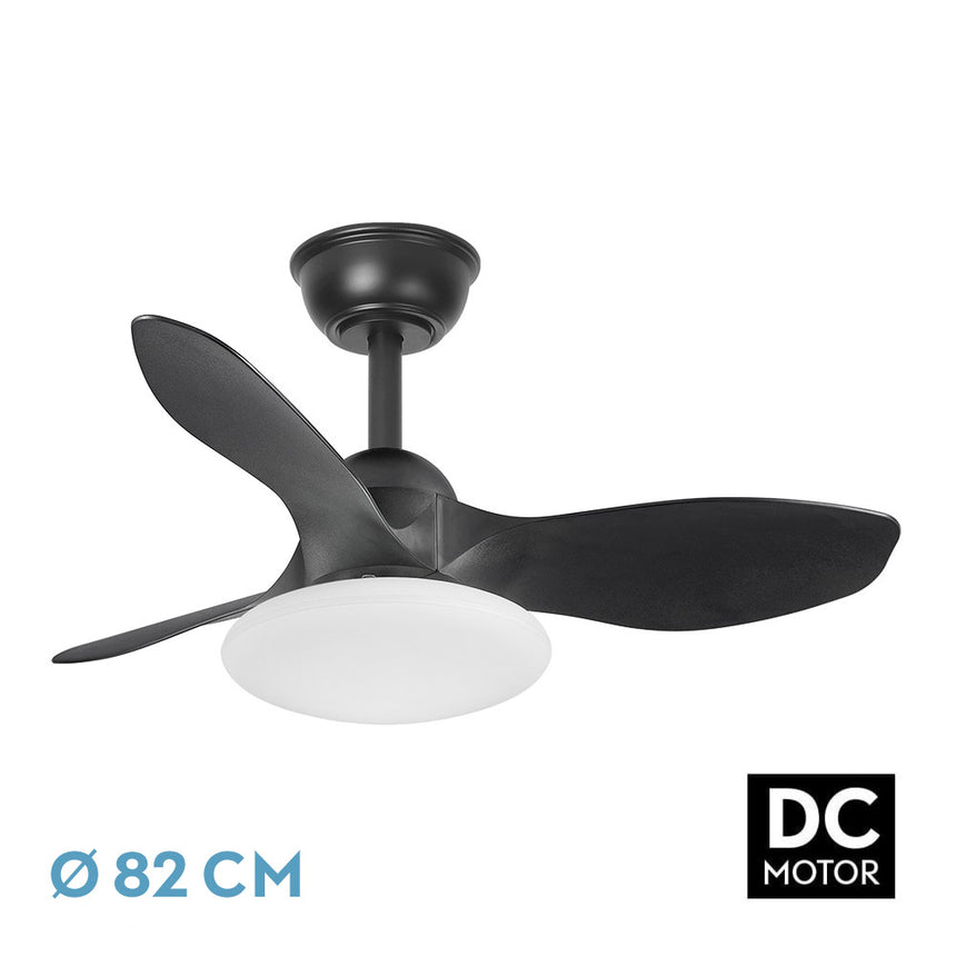 Ventilador de techo Fabrilamp Paramo LED negro 3 palas motor DC 3000-6000K Ø82cm 36W — vista 1