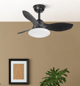 Ventilador de techo Fabrilamp Paramo LED negro 3 palas motor DC 3000-6000K Ø82cm 36W — vista 3