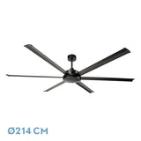 Ventilador de techo Fabrilamp Sanson negro 6 palas motor DC Ø214cm 208399609