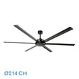 Ventilador de techo Fabrilamp Sanson negro 6 palas motor DC Ø214cm — vista 1