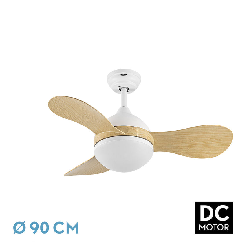 Ventilador de techo Fabrilamp Solido LED blanco haya 3 palas motor DC 3000-6500K Ø91cm 24W — vista 1