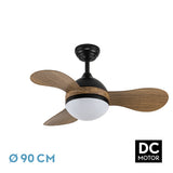 Ventilador de techo Fabrilamp Solido LED negro madera 3 palas motor DC Ø91cm 24W 213591328