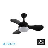 Ventilador de techo Fabrilamp Solido LED negro 3 palas motor DC Ø91cm 24W 213591309