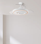 Ventilador de techo retráctil Fabrilamp Sultan LED blanco haya 3 palas motor DC 3000-6500K Ø107cm — vista 5