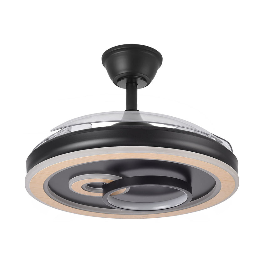 Ventilador de techo retráctil Fabrilamp Sultan LED negro madera 3 palas motor DC 3000-6500K Ø107cm — vista 4