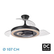 Ventilador de techo retráctil Fabrilamp Sultan LED negro madera 3 palas motor DC 3000-6500K Ø107cm — vista 1