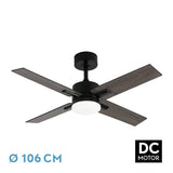 Ventilador de techo Fabrilamp Talco LED negro gris 4 palas motor DC Ø106cm 20W 206891409