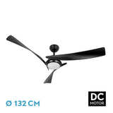 Ventilador de techo Fabrilamp Tarento LED negro 3 palas motor DC 3000-6500K Ø132cm 24W — vista 3
