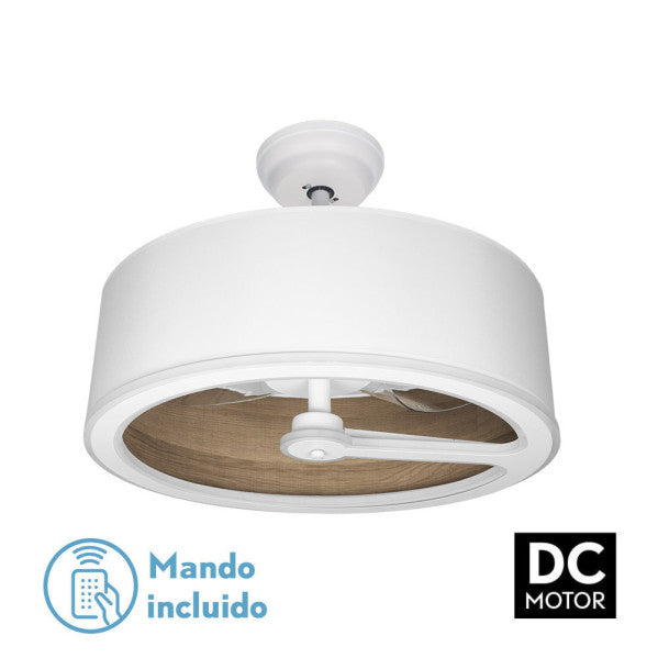 Ventilador de techo con luz Fabrilamp Tatiana LED blanco madera oscura 3 palas motor DC Ø62cm 110W 189191384