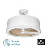 Ventilador de techo con luz Fabrilamp Tatiana LED blanco madera clara 3 palas motor DC Ø62cm 110W 189191385