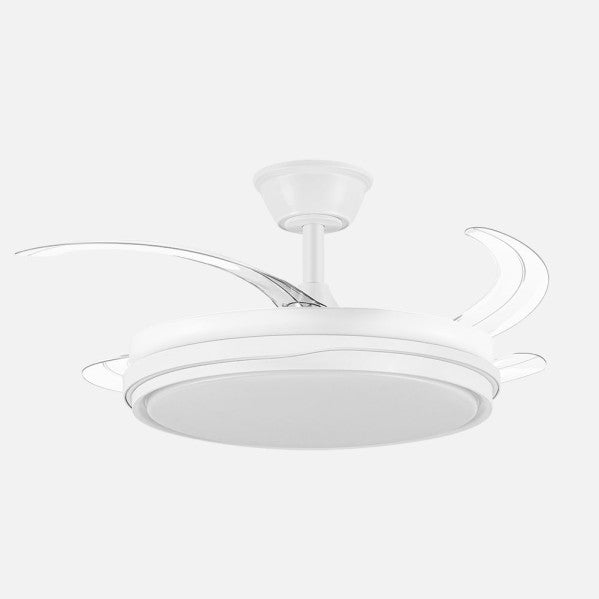 Ventilador de techo retráctil Fabrilamp Tempano LED blanco 4 palas motor DC Ø106cm 59W 208891301