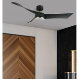 Ventilador de techo Fabrilamp Tempel LED negro cuero 3 palas motor DC Ø132cm 26W 187491373
