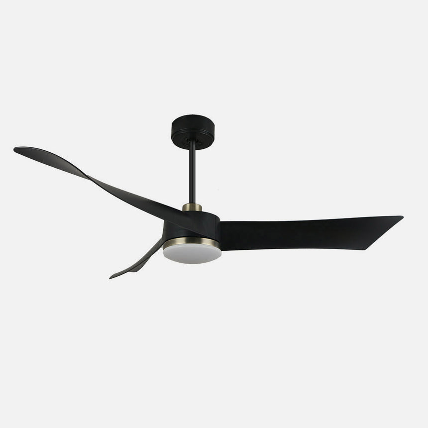 Ventilador de techo Fabrilamp Tempel LED negro cuero 3 palas motor DC 3000-6500K Ø132cm 26W — vista 2