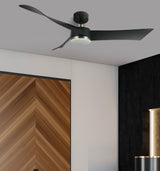 Ventilador de techo Fabrilamp Tempel LED negro cuero 3 palas motor DC 3000-6500K Ø132cm 26W — vista 1