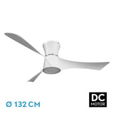 Ventilador de techo Fabrilamp Tianas LED blanco 3 palas motor DC 3000-6000K Ø132cm 18W — vista 3