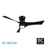 Ventilador de techo Fabrilamp Tianas LED negro 3 palas motor DC Ø132cm 18W 212191309