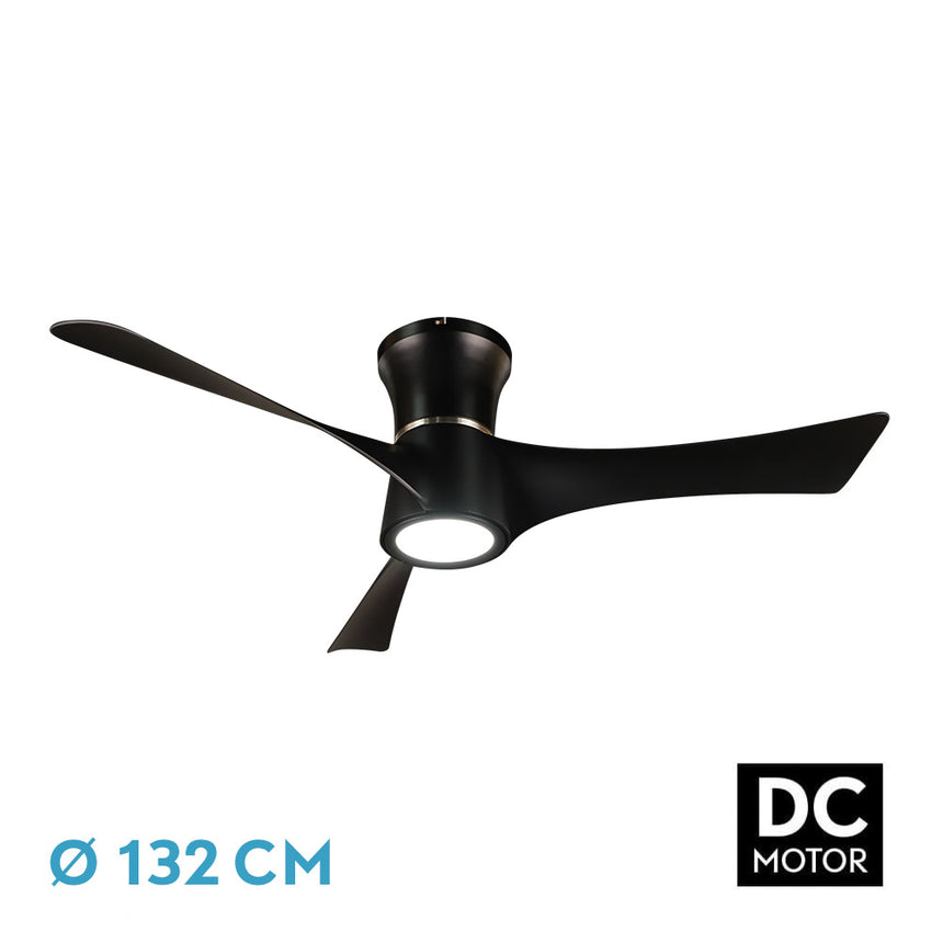 Ventilador de techo Fabrilamp Tianas LED negro 3 palas motor DC 3000-6000K Ø132cm 18W — vista 1