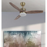 Ventilador de techo Fabrilamp Torino LED cuero roble 3 palas motor DC Ø107cm 24W 209091364