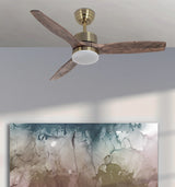 Ventilador de techo Fabrilamp Torino LED cuero roble 3 palas motor DC 3000-6500K Ø107cm 24W — vista 1