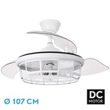 Ventilador de techo retráctil Fabrilamp Tornado LED blanco 3 palas motor DC Ø107cm — vista 1