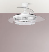 Ventilador de techo retráctil Fabrilamp Tornado LED blanco 3 palas motor DC Ø107cm — vista 5