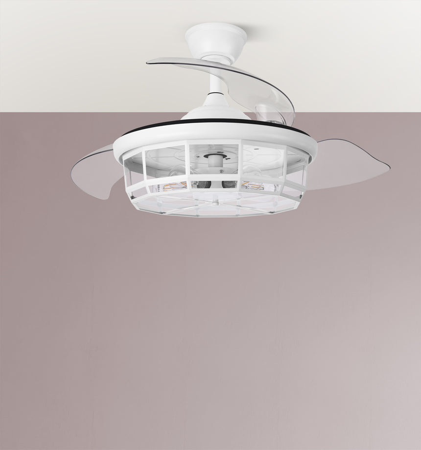 Ventilador de techo retráctil Fabrilamp Tornado LED blanco 3 palas motor DC Ø107cm — vista 5