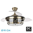 Ventilador de techo retráctil Fabrilamp Tornado LED cuero 3 palas motor DC Ø91cm — vista 1