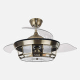 Ventilador de techo retráctil Fabrilamp Tornado LED cuero 3 palas motor DC Ø91cm — vista 2