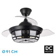 Ventilador de techo retráctil Fabrilamp Tornado LED negro 3 palas motor DC Ø91cm — vista 1