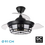 Ventilador de techo retráctil Fabrilamp Tornado LED negro 3 palas motor DC Ø91cm — vista 1