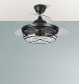 Ventilador de techo retráctil Fabrilamp Tornado LED negro 3 palas motor DC Ø107cm — vista 4
