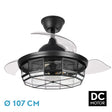 Ventilador de techo retráctil Fabrilamp Tornado LED negro 3 palas motor DC Ø107cm — vista 1