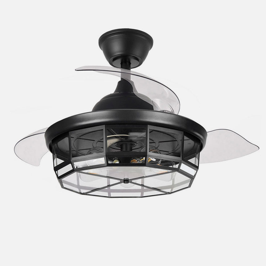 Ventilador de techo retráctil Fabrilamp Tornado LED negro 3 palas motor DC Ø107cm — vista 2