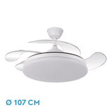 Ventilador de techo retráctil Fabrilamp Tridente LED blanco 4 palas motor DC 3000-6000K Ø107cm 59W — vista 1