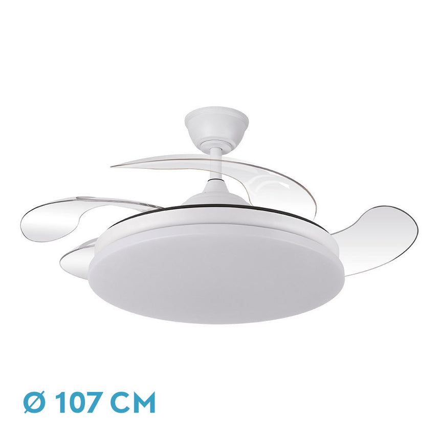 Ventilador de techo retráctil Fabrilamp Tridente LED blanco 4 palas motor DC 3000-6000K Ø107cm 59W — vista 1