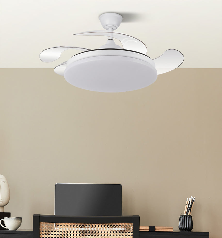 Ventilador de techo retráctil Fabrilamp Tridente LED blanco 4 palas motor DC 3000-6000K Ø107cm 59W — vista 4