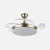 Ventilador de techo retráctil Fabrilamp Tridente LED cuero 4 palas motor DC 3000-6000K Ø91cm 59W — vista 2
