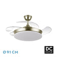 Ventilador de techo retráctil Fabrilamp Tridente LED cuero 4 palas motor DC 3000-6000K Ø91cm 59W — vista 1