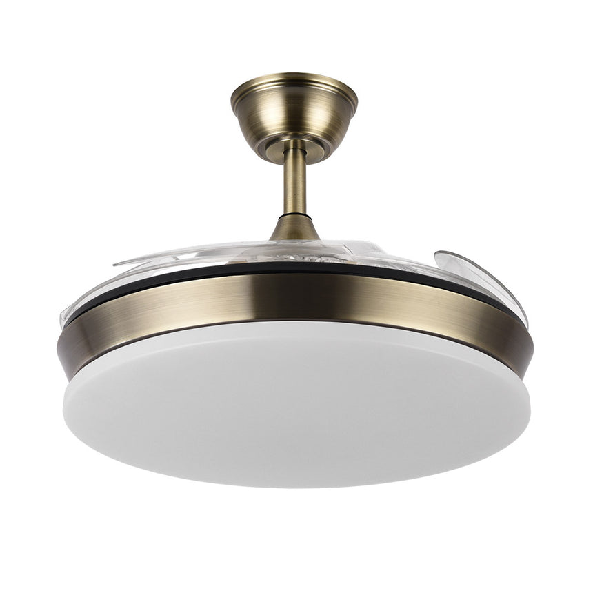 Ventilador de techo retráctil Fabrilamp Tridente LED cuero 4 palas motor DC 3000-6000K Ø91cm 59W — vista 3