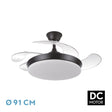 Ventilador de techo retráctil Fabrilamp Tridente LED negro 4 palas motor DC 3000-6000K Ø91cm 59W — vista 1