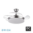 Ventilador de techo retráctil Fabrilamp Tridente LED níquel 4 palas motor DC 3000-6000K Ø91cm 59W — vista 1