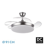 Ventilador de techo retráctil Fabrilamp Tridente LED níquel 4 palas motor DC 3000-6000K Ø91cm 59W — vista 1
