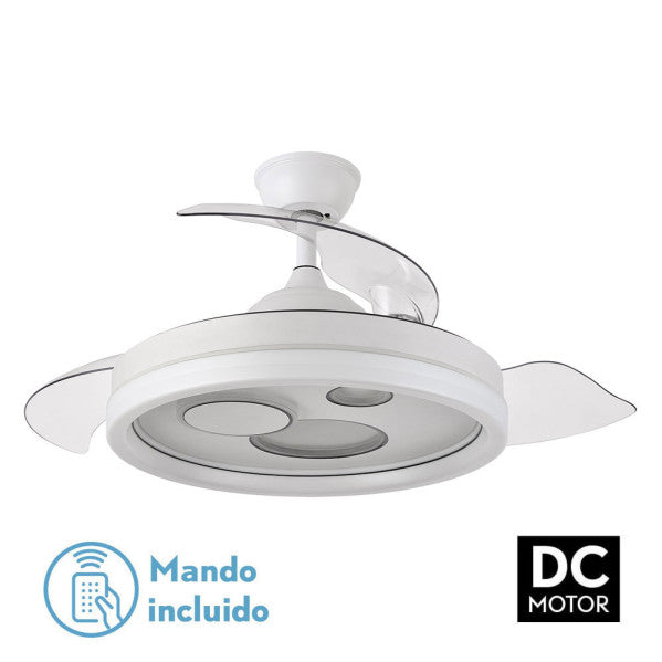 Ventilador de techo retráctil Fabrilamp Turia LED blanco 3 palas motor DC Ø107cm 72W 184891401