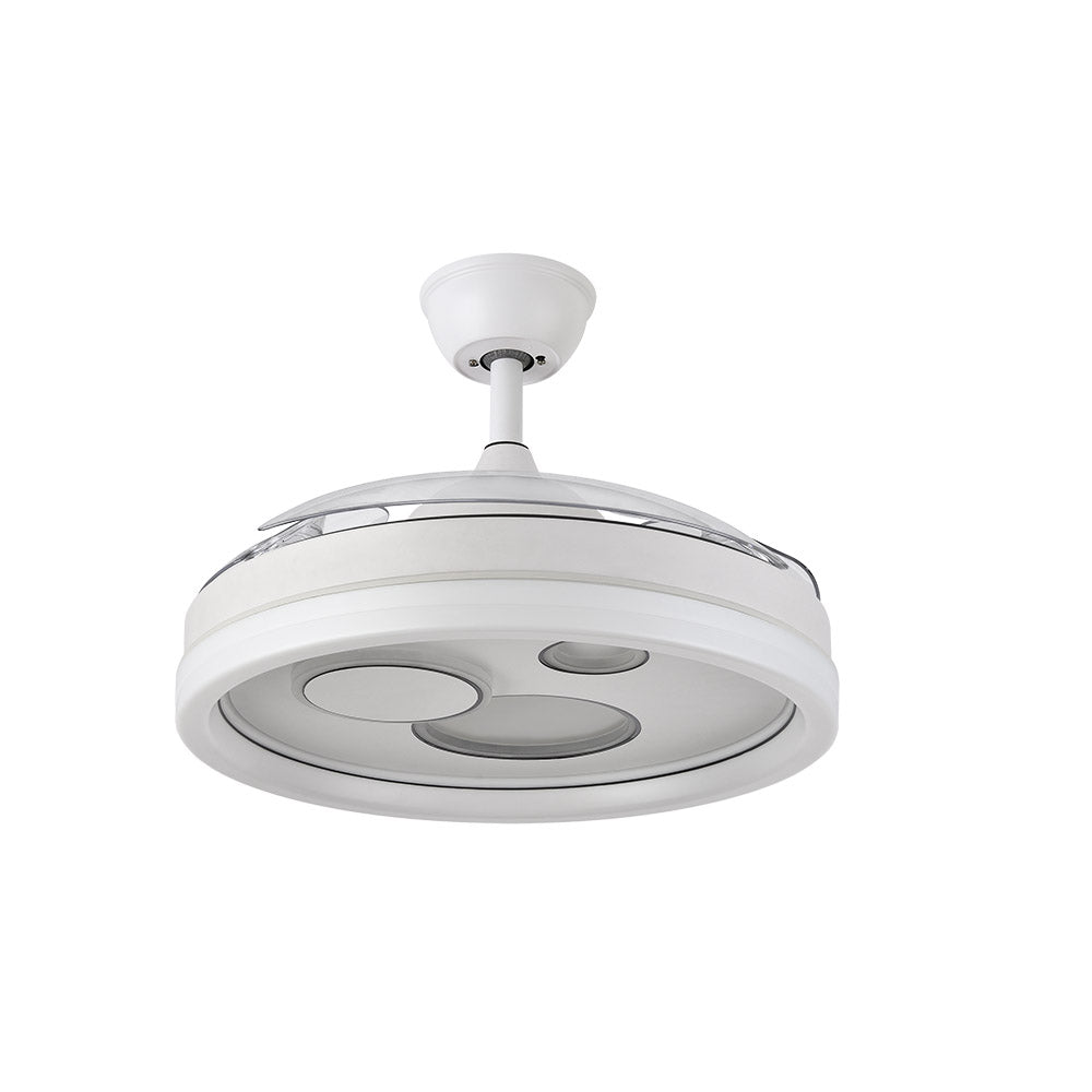 Ventilador de techo retráctil Fabrilamp Turia LED blanco 3 palas motor DC 3000-6000K Ø107cm 72W — vista 3